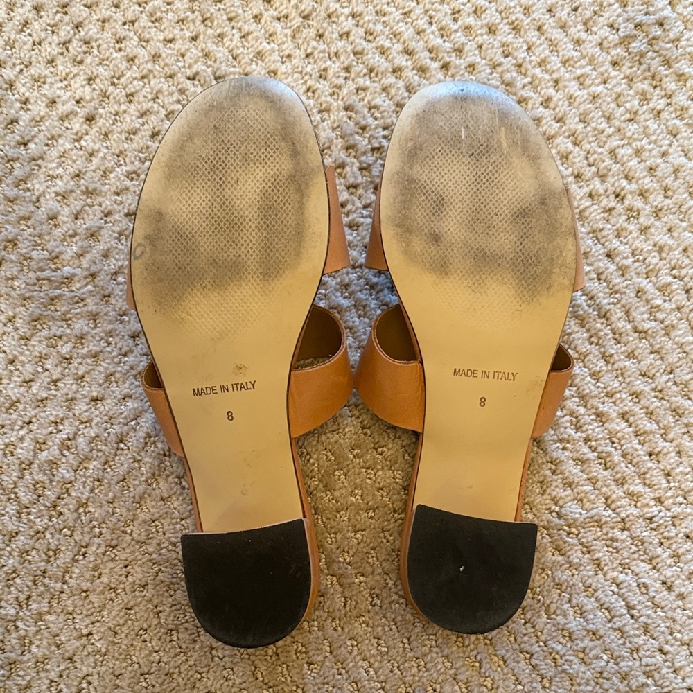 Sophia Milano Tan Leather Mules - Picture 2 of 3